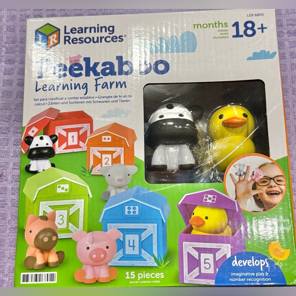 Learning Resources Peekaboo Learning Farm Toy Set 18 mths+ NIB 15 pieces - Picture 2 of 4